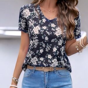 Blue White Floral Blouse